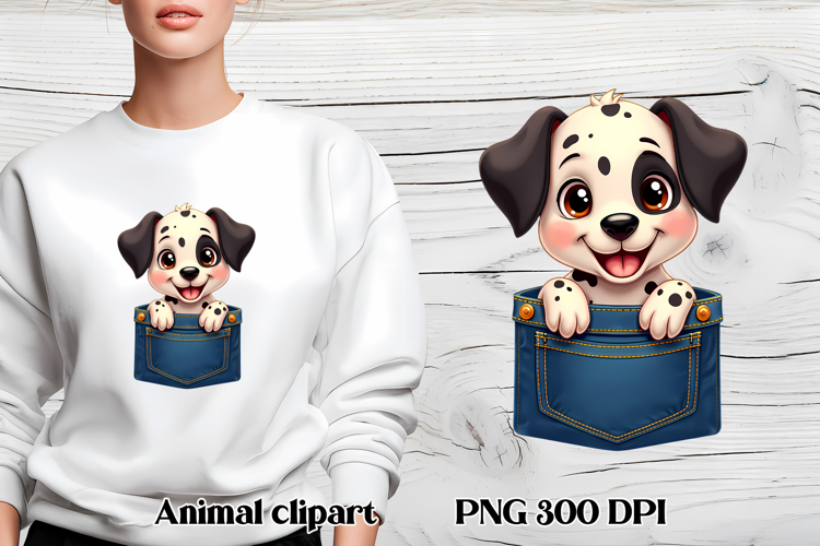 Cute dog in pocket clipart PNG | Dog puppy sublimation