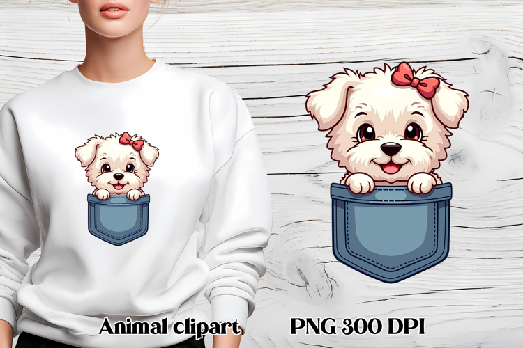 Cute dog in pocket clipart PNG | Dog puppy sublimation