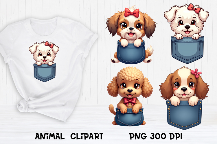 Cute dog in pocket clipart PNG | Dog puppy sublimation
