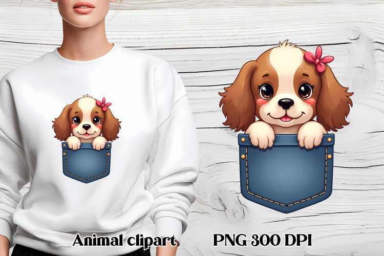 Cute dog in pocket clipart PNG | Dog puppy sublimation