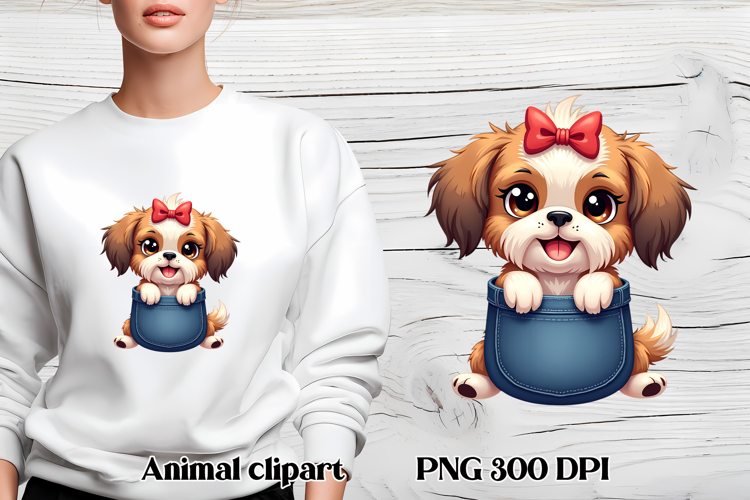 Cute dog in pocket clipart PNG | Dog puppy sublimation