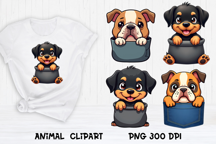 Cute dog in pocket clipart PNG | Dog puppy sublimation