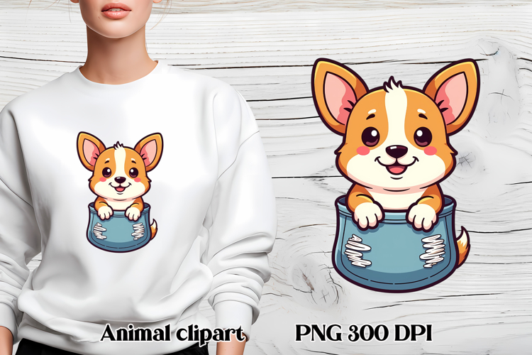 Cute dog in pocket clipart PNG | Dog puppy sublimation