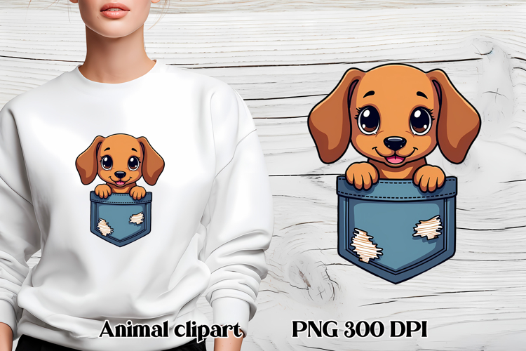 Cute dog in pocket clipart PNG | Dog puppy sublimation