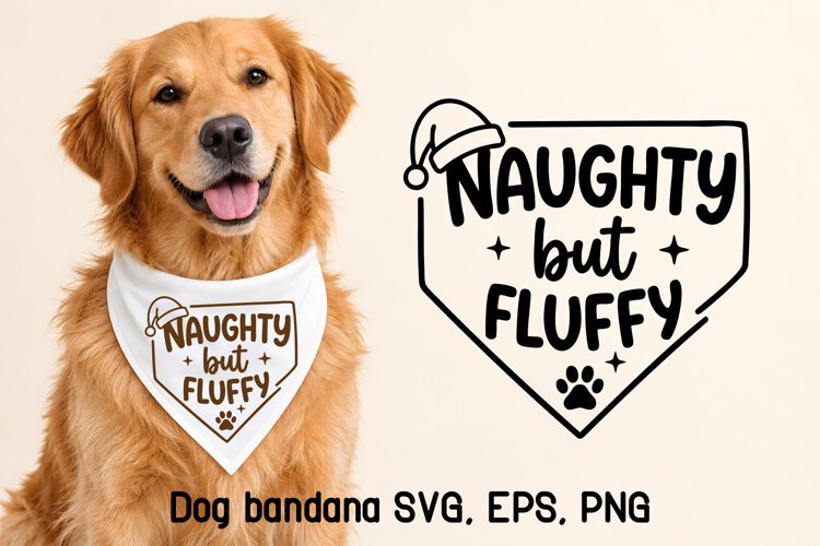 Naughty but Fluffy Funny Dog Bandana SVG Design example image 1