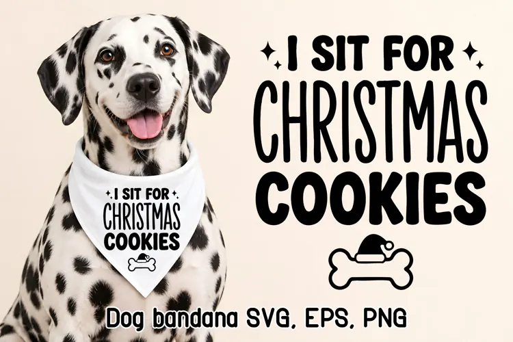 I Sit for Christmas Cookies Dog Bandana SVG Design