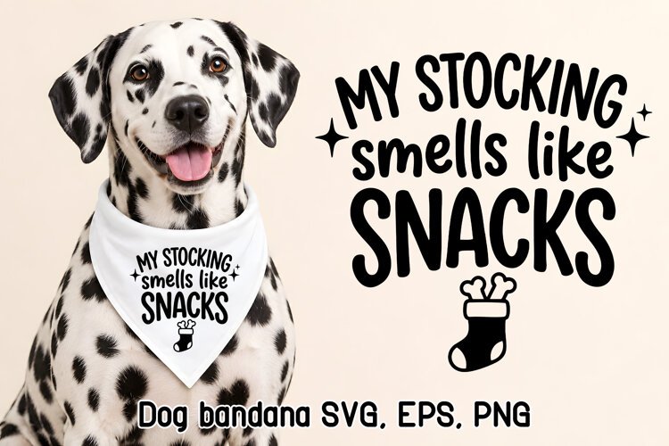 Christmas Stocking Dog Bandana SVG Design example image 1
