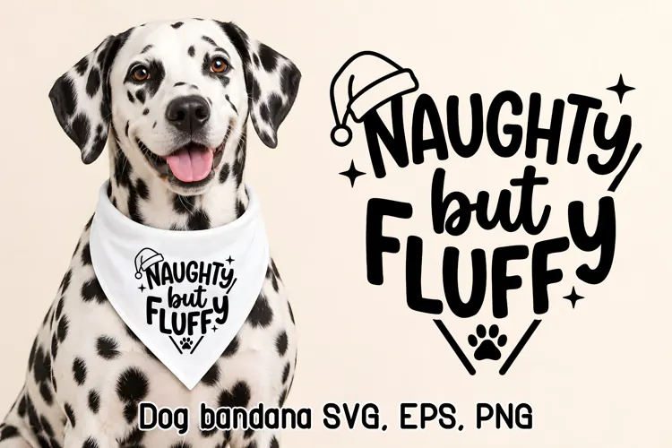 Naughty Fluffy Dog Bandana SVG Design