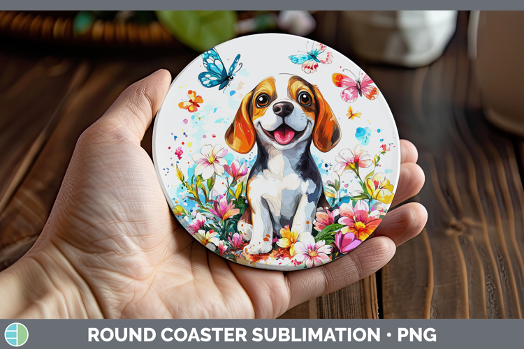 Dogs 01 Adorable Beagle Round Coaster Sublimation Coaster De