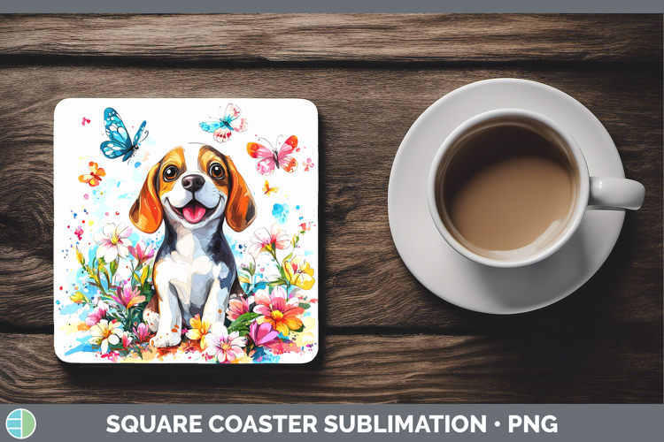 Dogs 01 Adorable Beagle Square Coaster Sublimation Coaster D