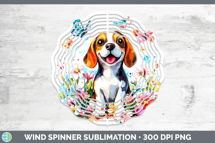 Dogs 01 Adorable Beagle Wind Spinner Sublimation Spinner Des