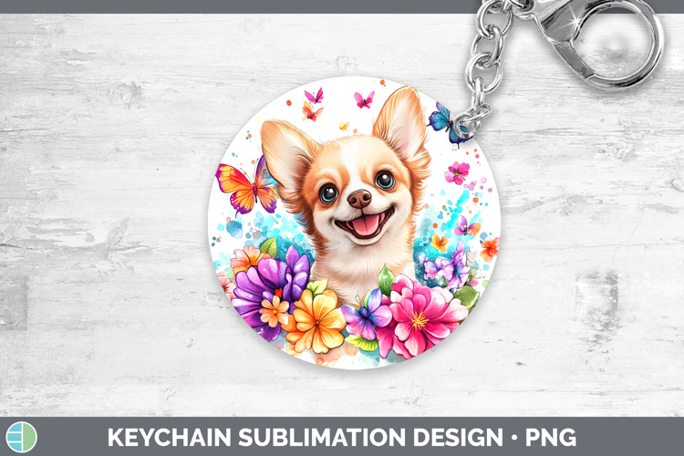 Dogs 01 Adorable Chihuahua Keychain Sublimation Keyring Desi