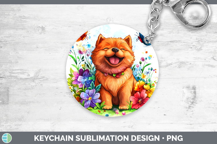 Dogs 01 Adorable Chow Chow Keychain Sublimation Keyring Desi