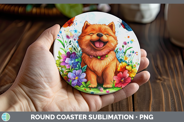 Dogs 01 Adorable Chow Chow Round Coaster Sublimation Coaster