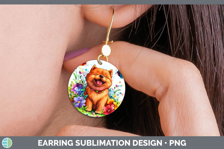 Dogs 01 Adorable Chow Chow Round Earrings Sublimation Earrin