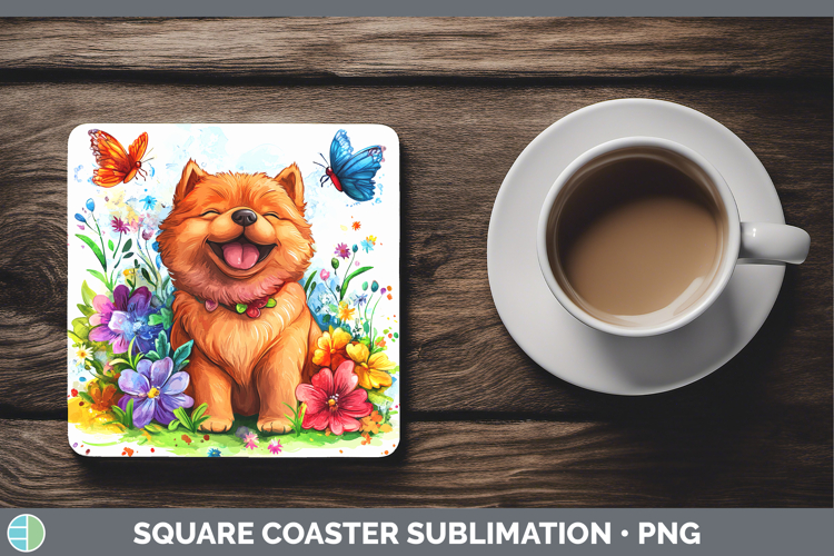 Dogs 01 Adorable Chow Chow Square Coaster Sublimation Coaste