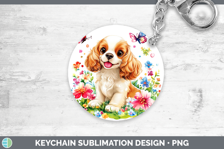Dogs 01 Adorable Cocker Spaniel Keychain Sublimation Keyring