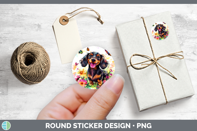 Dogs 01 Adorable Dachshund Stickers | Round Labels Designs