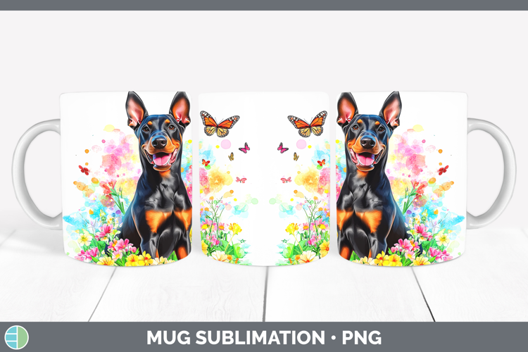Dogs 01 Adorable Doberman Pinscher Mug Wrap Sublimation Coff