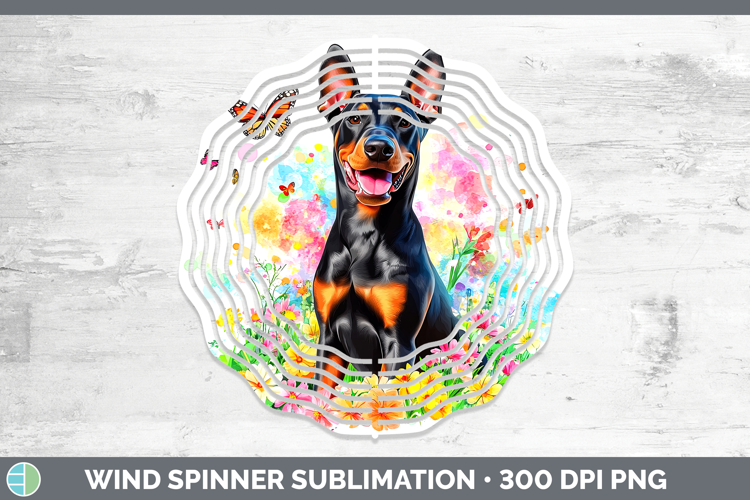 Dogs 01 Adorable Doberman Pinscher Wind Spinner Sublimation