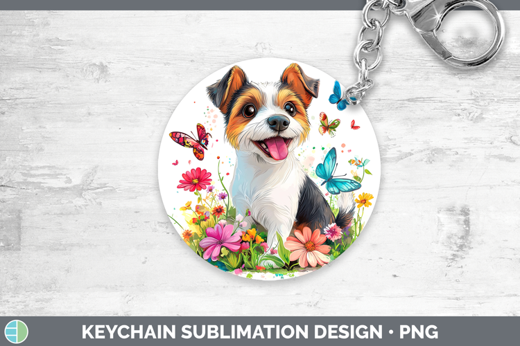 Dogs 01 Adorable Fox Terrier Keychain Sublimation Keyring De