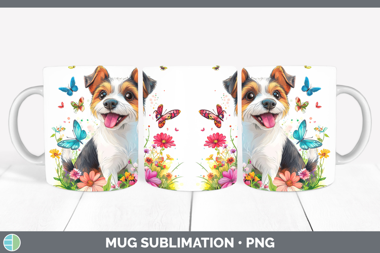 Dogs 01 Adorable Fox Terrier Mug Wrap Sublimation Coffee Cup