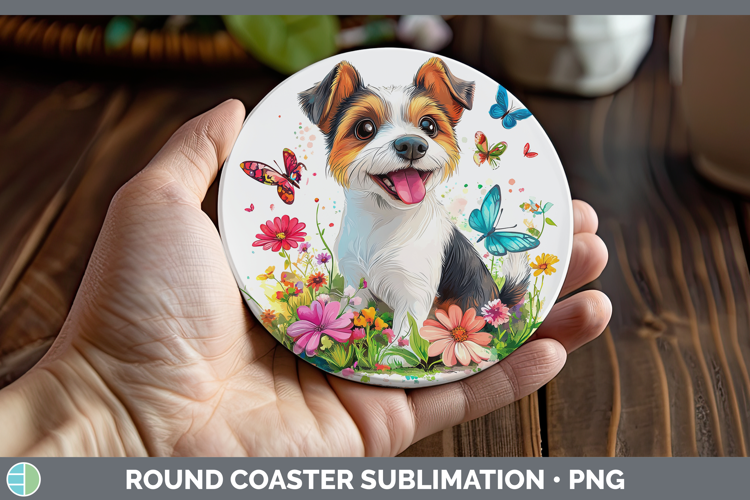 Dogs 01 Adorable Fox Terrier Round Coaster Sublimation Coast