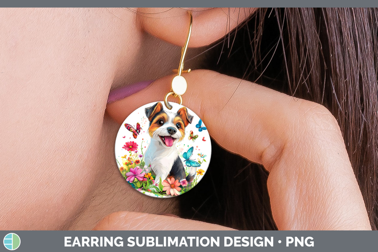 Dogs 01 Adorable Fox Terrier Round Earrings Sublimation Earr