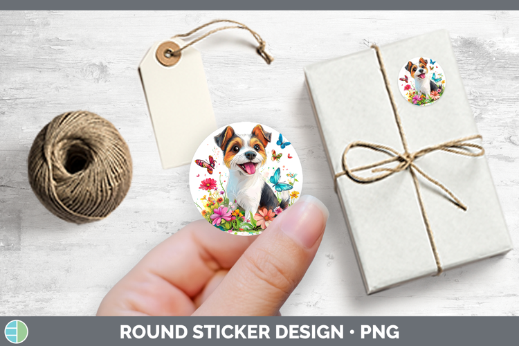 Dogs 01 Adorable Fox Terrier Stickers | Round Labels Designs