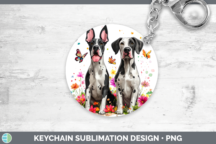Dogs 01 Adorable Great Dane Keychain Sublimation Keyring Des