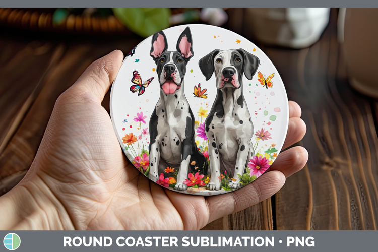 Dogs 01 Adorable Great Dane Round Coaster Sublimation Coaste