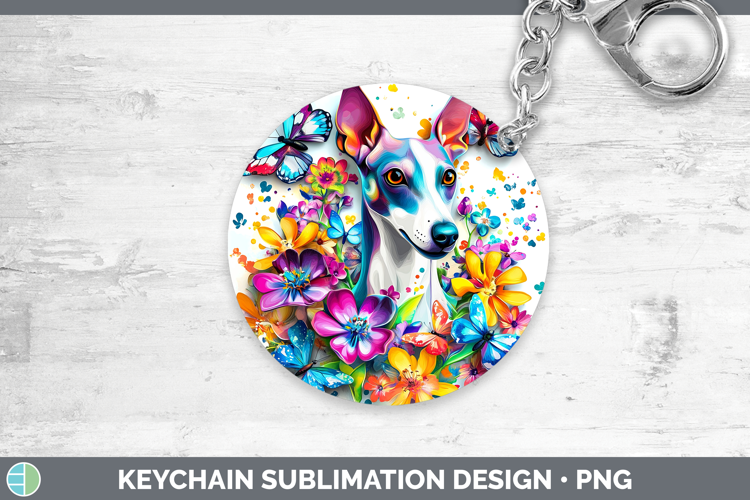 Dogs 01 Adorable Greyhound Keychain Sublimation Keyring Desi