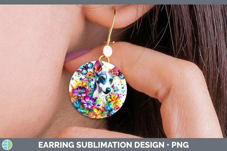 Dogs 01 Adorable Greyhound Round Earrings Sublimation Earrin
