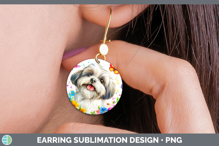 Dogs 01 Adorable Lhasa Apso Round Earrings Sublimation Earri