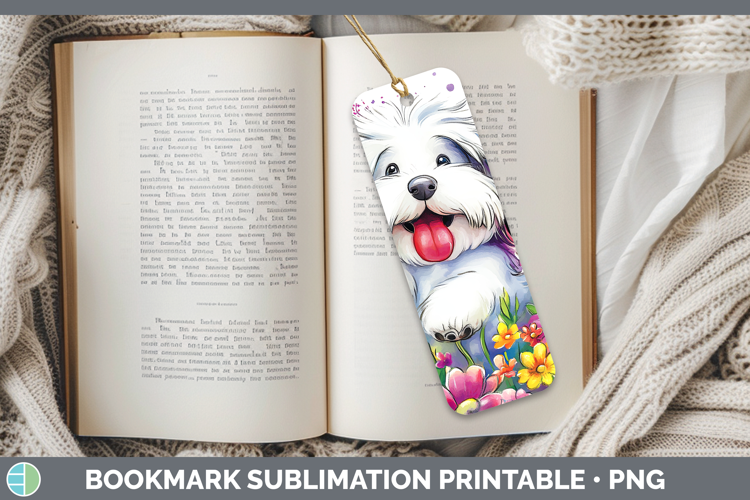 Dogs 01 Adorable Old English Sheepdog Bookmark Sublimation P