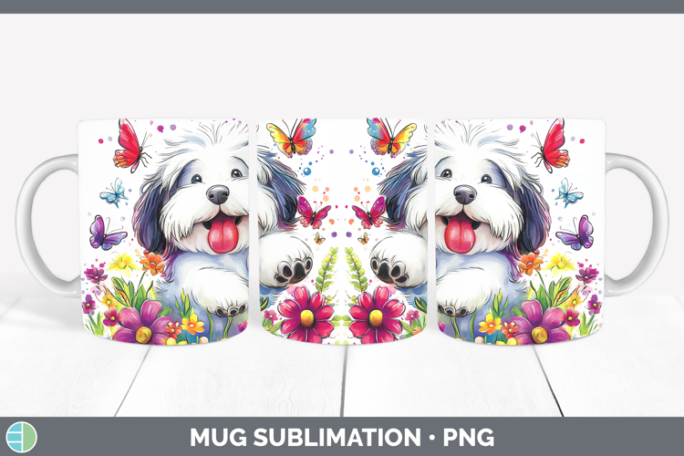 Dogs 01 Adorable Old English Sheepdog Mug Wrap Sublimation C