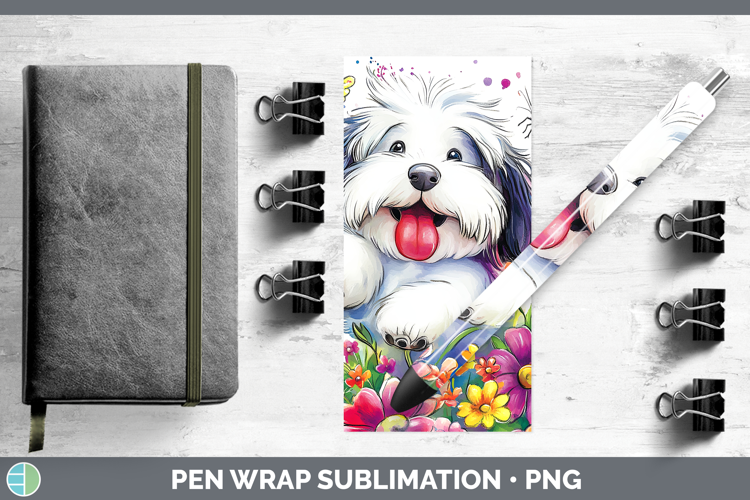 Dogs 01 Adorable Old English Sheepdog Pen Wrap Sublimation P
