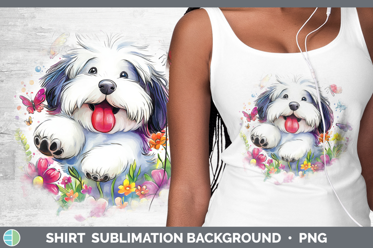 Dogs 01 Adorable Old English Sheepdog Shirt Sublimation Back