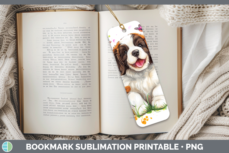Dogs 01 Adorable Saint Bernard Bookmark Sublimation Printabl