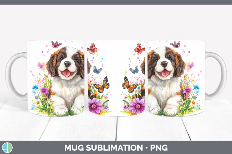 Dogs 01 Adorable Saint Bernard Mug Wrap Sublimation Coffee C