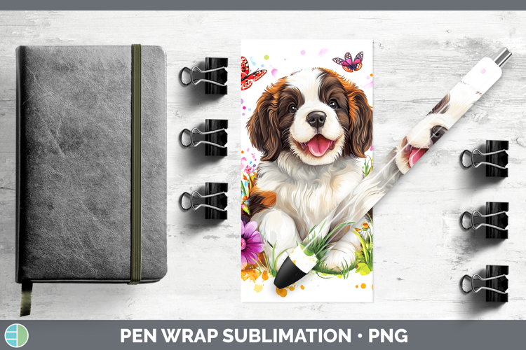 Dogs 01 Adorable Saint Bernard Pen Wrap Sublimation Pen Desi