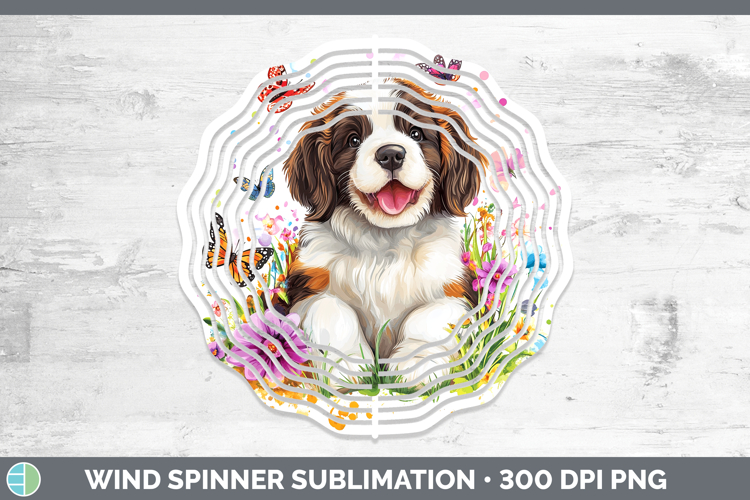 Dogs 01 Adorable Saint Bernard Wind Spinner Sublimation Spin