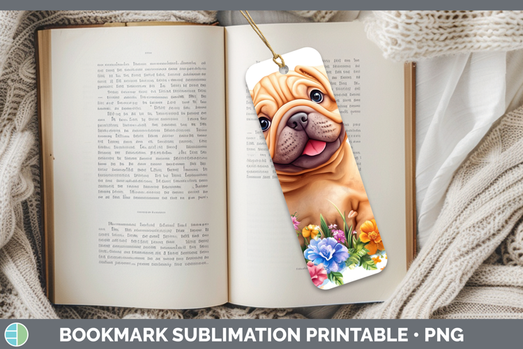 Dogs 01 Adorable Shar Pei Bookmark Sublimation Printable Des