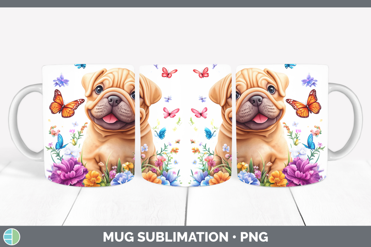 Dogs 01 Adorable Shar Pei Mug Wrap Sublimation Coffee Cup De