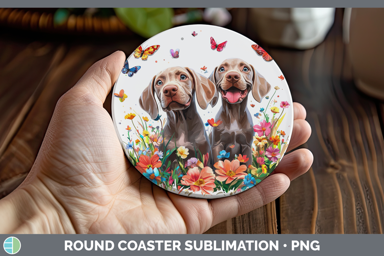 Dogs 01 Adorable Weimaraner Round Coaster Sublimation Coaste