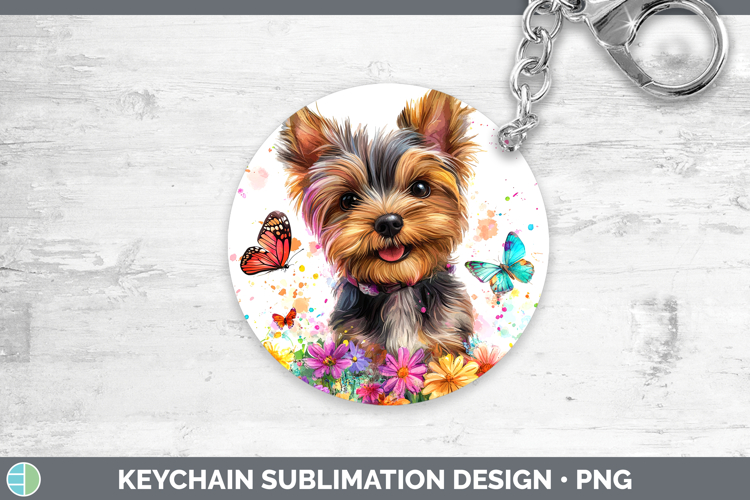Dogs 01 Adorable Yorkshire Terrier Keychain Sublimation Keyr