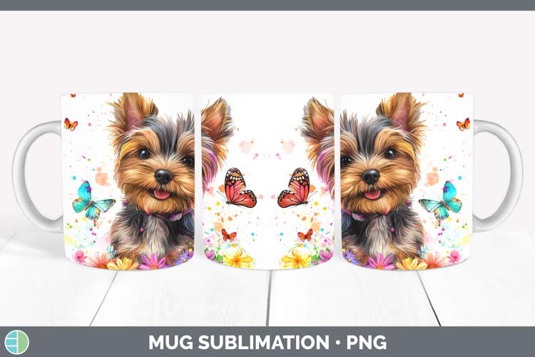 Dogs 01 Adorable Yorkshire Terrier Mug Wrap Sublimation Coff