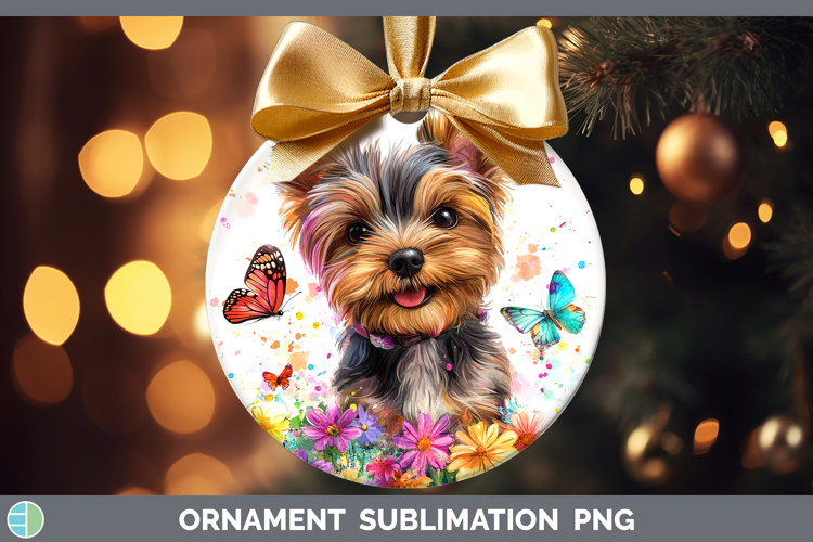 Dogs 01 Adorable Yorkshire Terrier Ornament Sublimation Baub