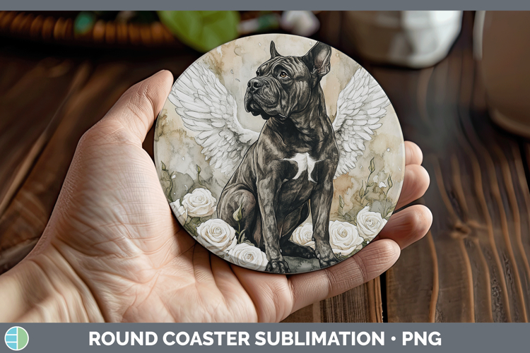 Dogs 01 Angel Cane Corso Round Coaster Sublimation Coaster D
