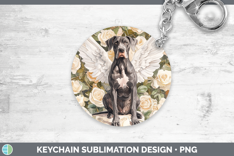 Dogs 01 Angel Great Dane Keychain Sublimation Keyring Design